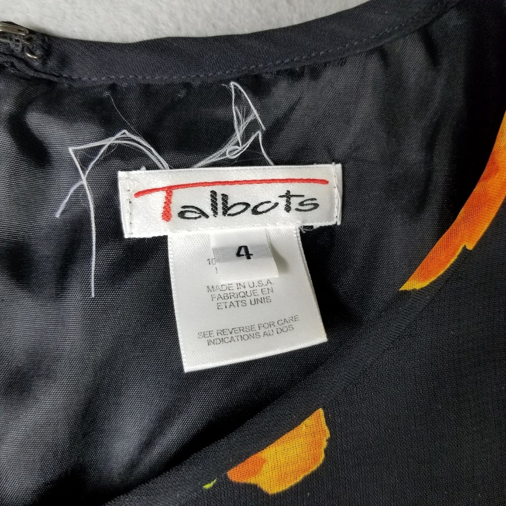 Talbots Maxi Dress Womens Size 4 Black Flowers Floral Allover Made USA - Picture 3 of 11
